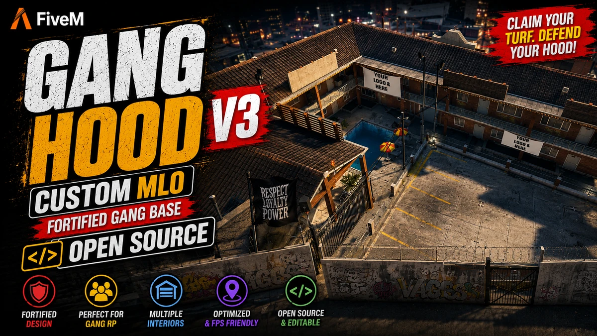 Gang Hood Custom MLO V3 FiveM | Fortified Gang Base | Open Source